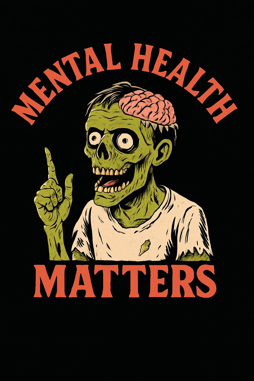 Humorous Zombie Character with Mental Health Message Poster