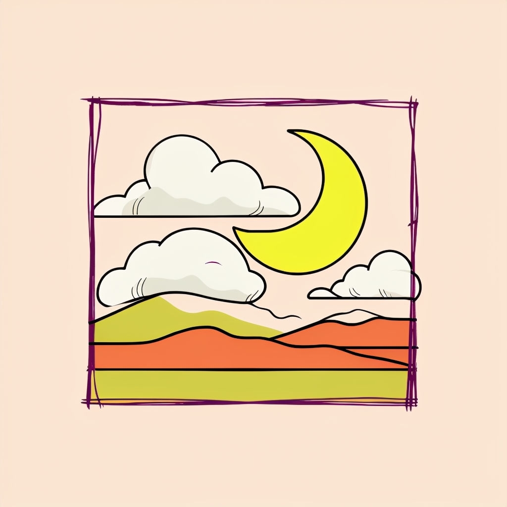Whimsical Crescent Moon and Clouds Graphic T-Shirt