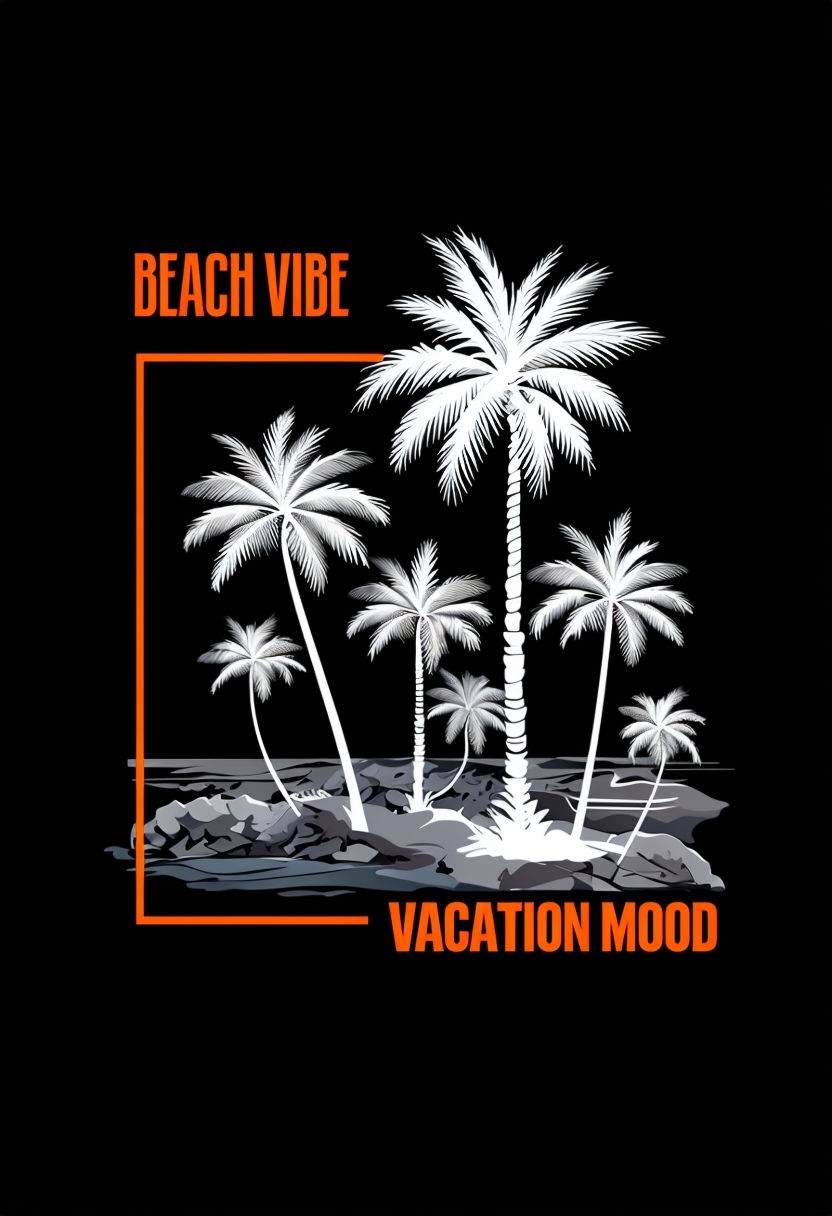 Modern Beach Vibe Palm Trees Graphic T-Shirt