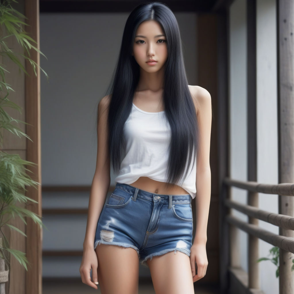 A tall slim-thick Asian American 19 year old girl