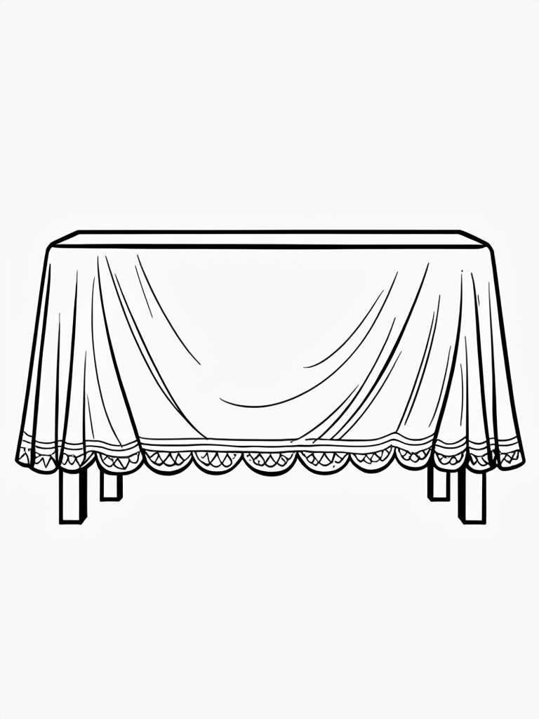 Minimalist Rectangular Table Illustration for Coloring Book Pages