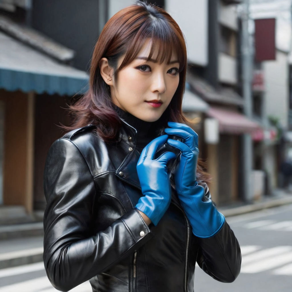 holding a stopwatch. Her latex gloves had claws