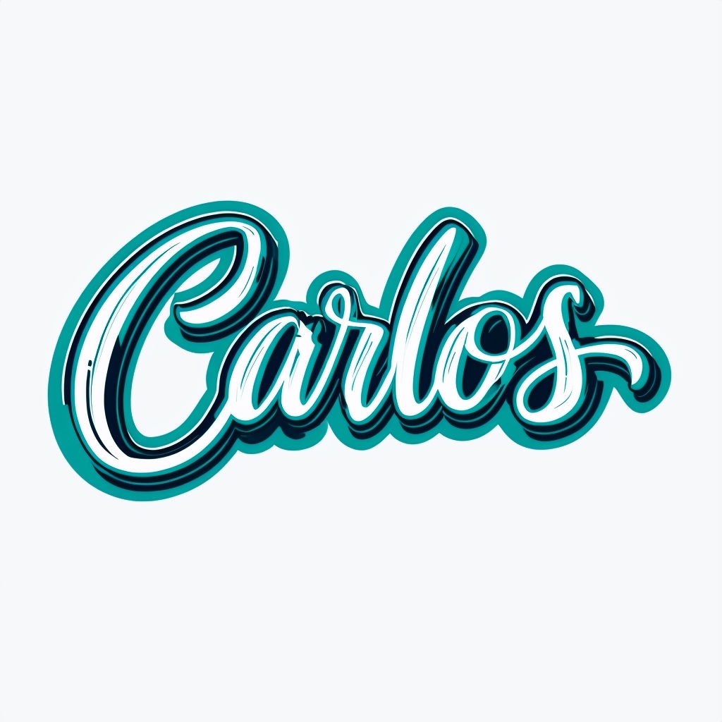 Stylish Vibrant Calligraphy of Carlos on White Background Monogram