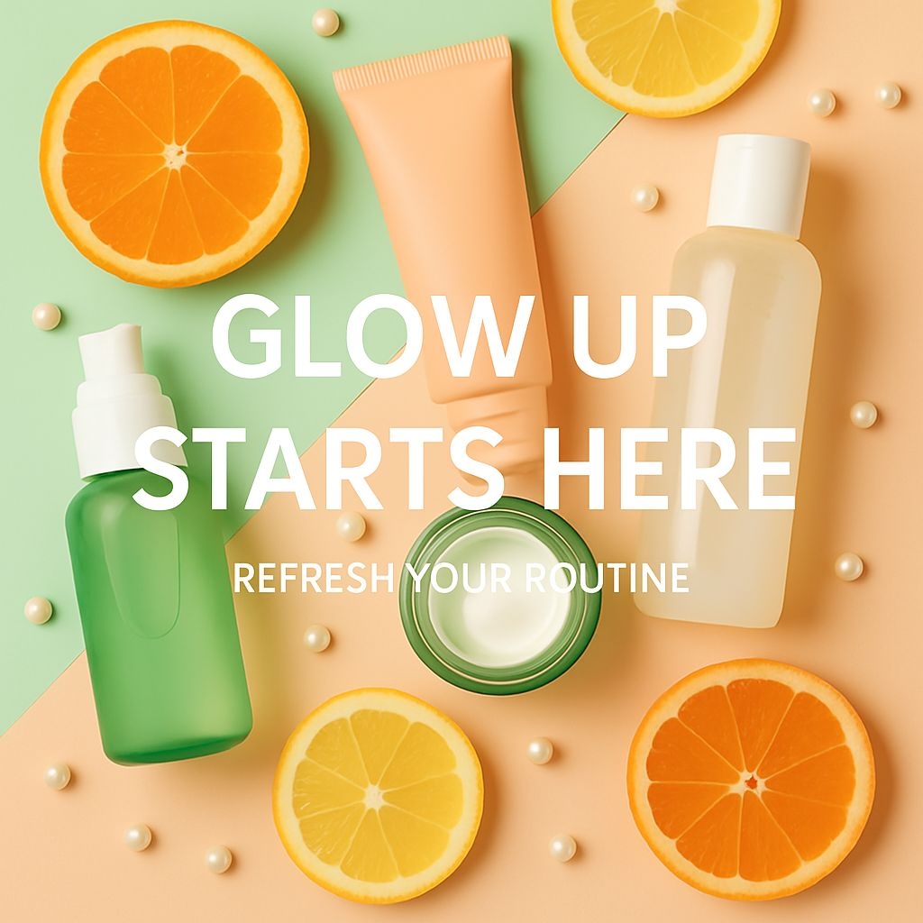 Glow Up Starts Here Skincare Routine Promotional Image Ads