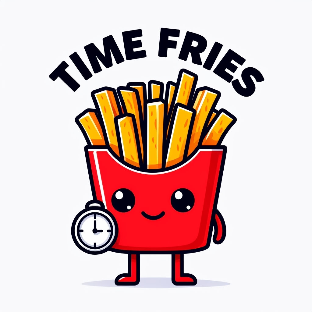 Cheerful Cartoon Time Fries Character Illustration Sticker