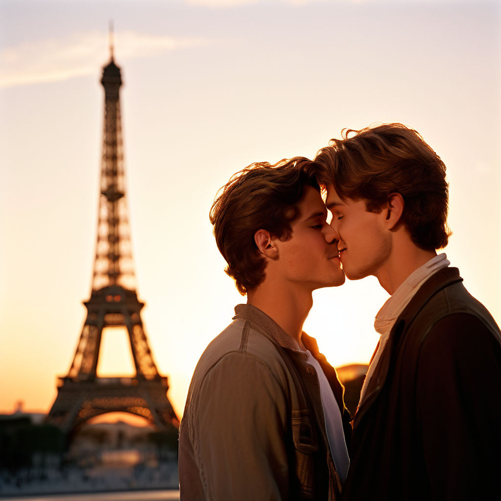 two men kissing in love