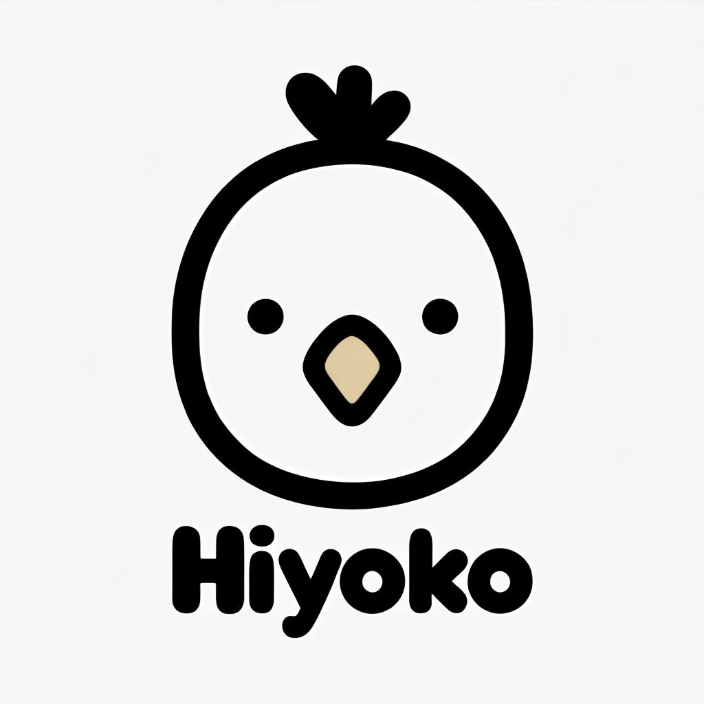 Minimalist Cartoon Chicken Face Hiyoko Logo