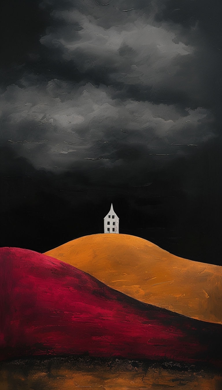 Dramatic Minimalist Landscape Tempera Painting Phone Case Cover