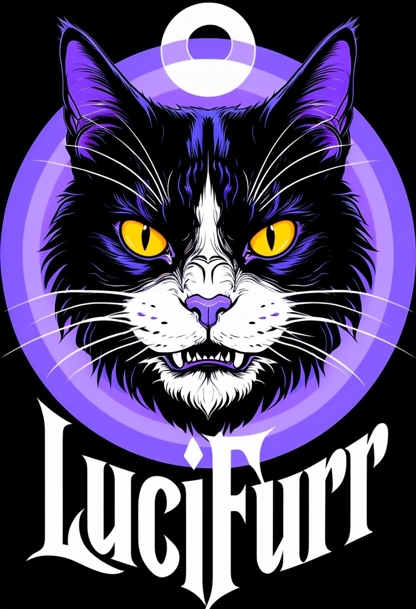 Striking Black Cat with Crescent Moon LuciFurr T-Shirt
