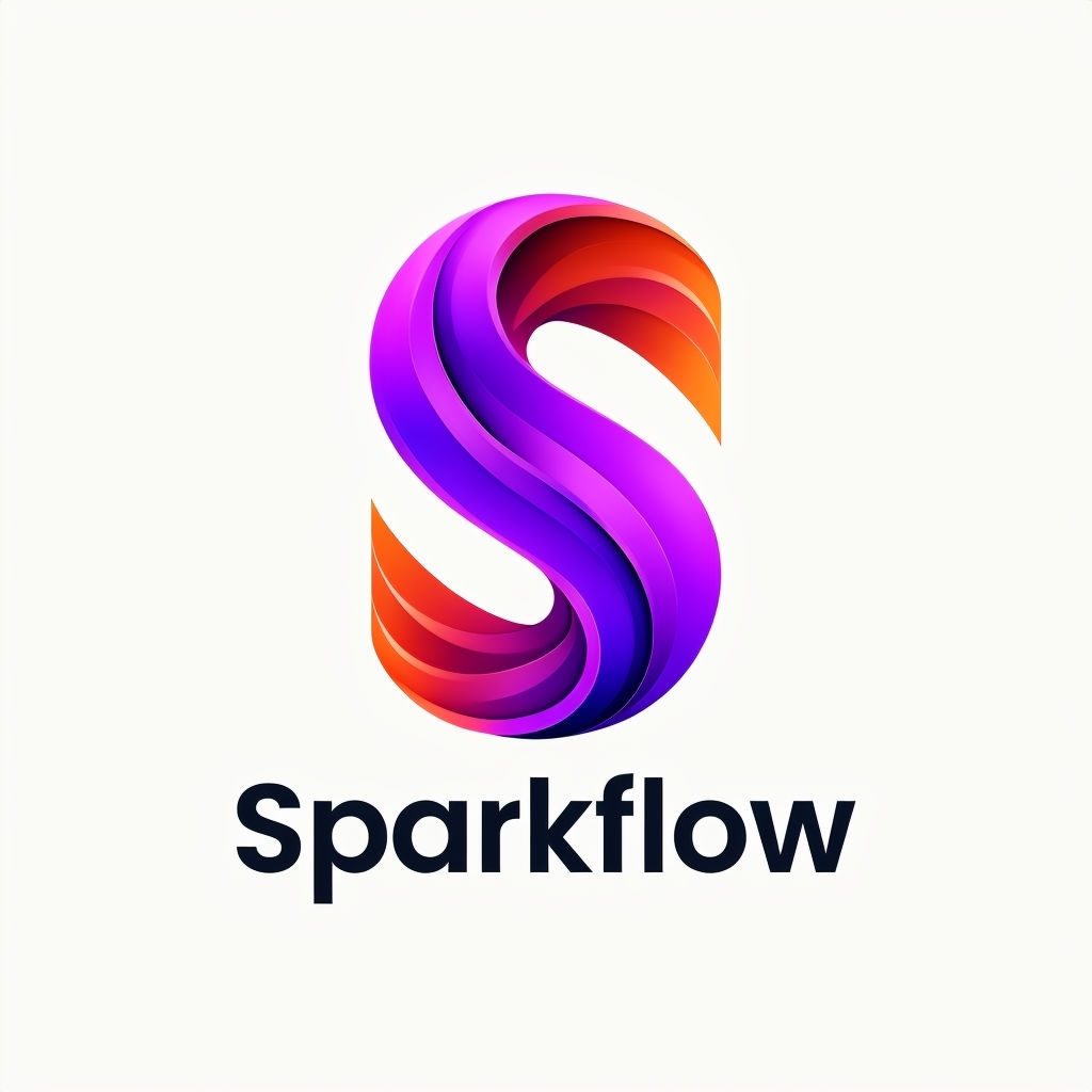 Dynamic Sparkflow Logo Design with Vibrant Gradient Ribbon