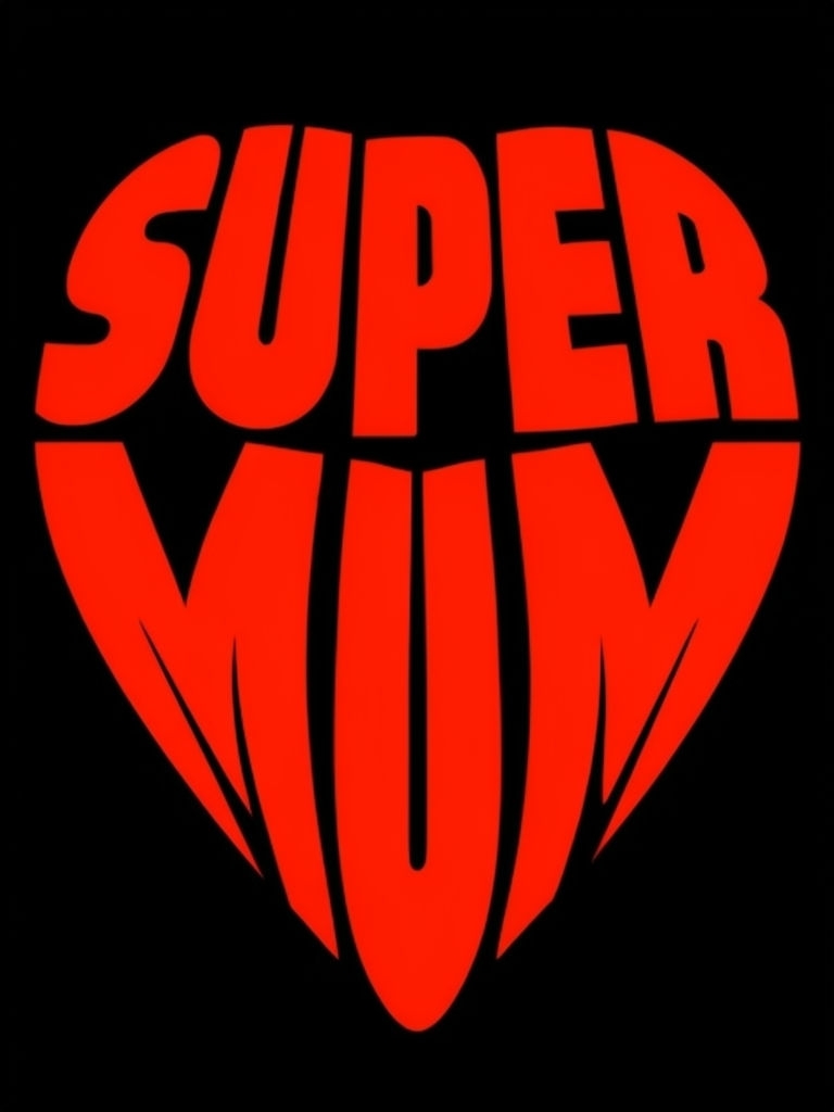 Vibrant Red Super Mum Heart Design T-Shirt