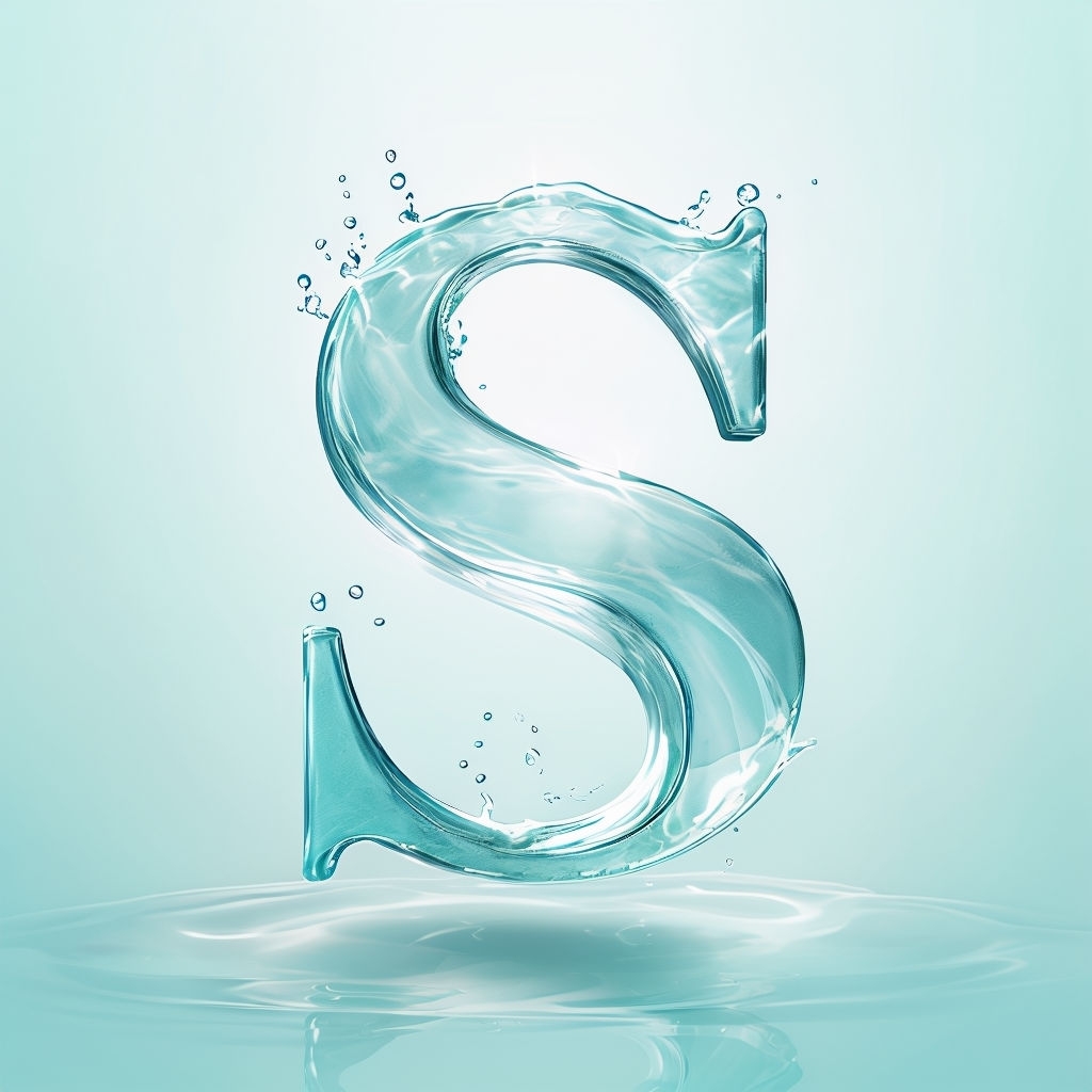 Elegant Water-Inspired Monogram Letter S Design Sticker