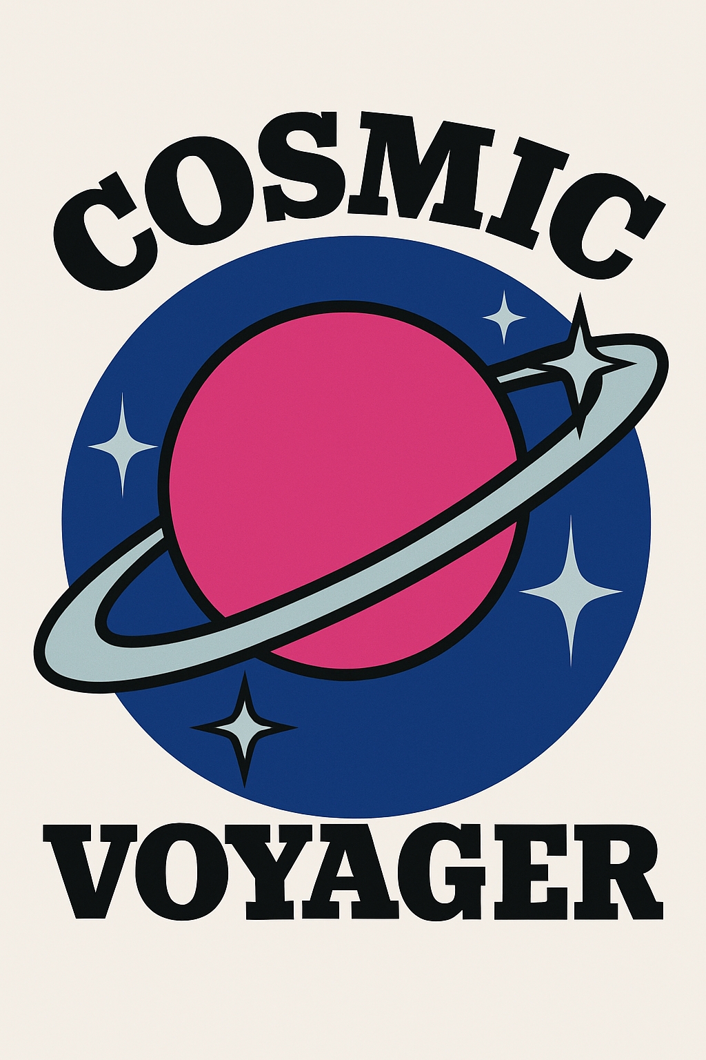 Retro Cosmic Voyager Planet Emblem T-Shirt