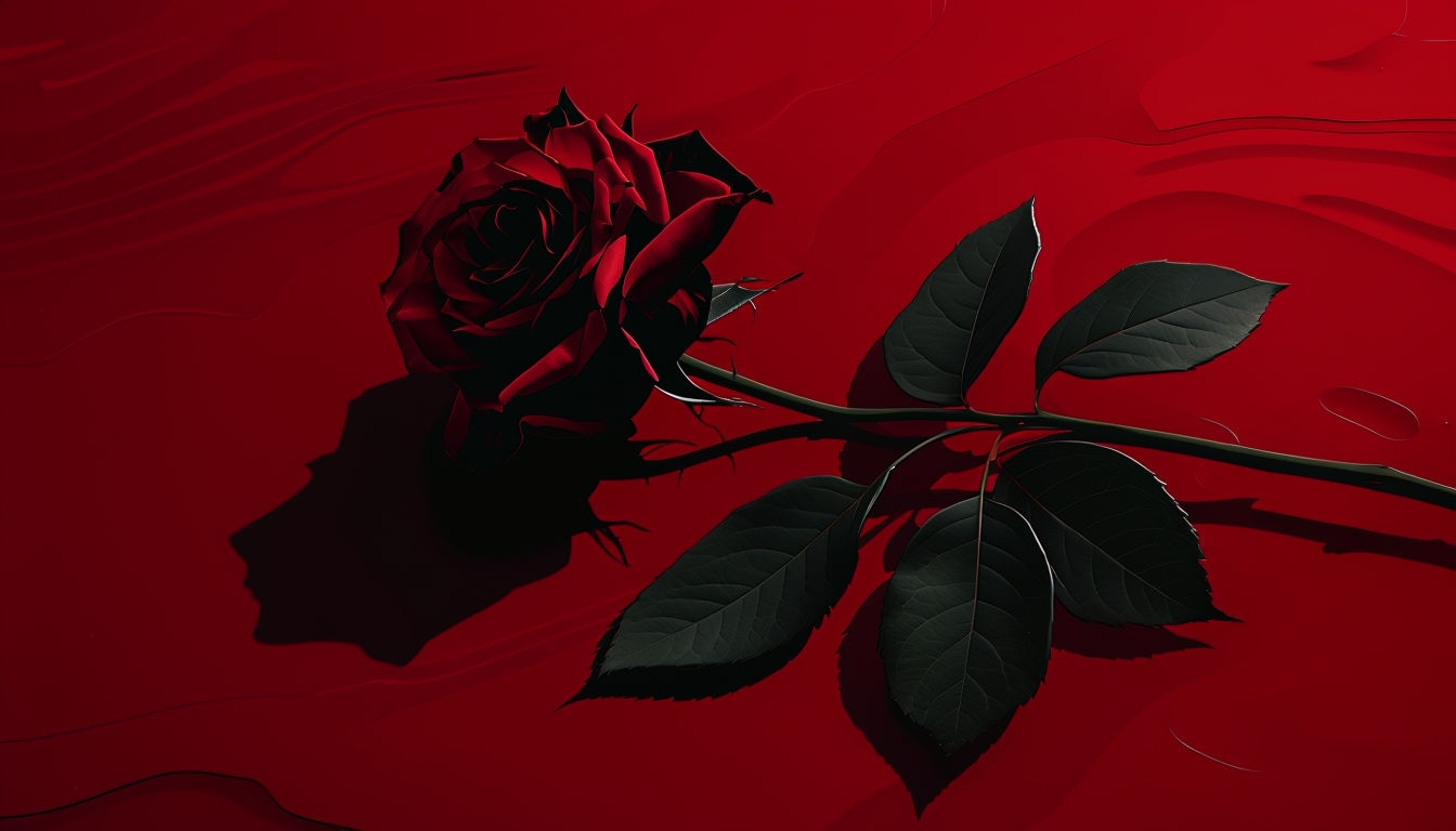 Dramatic Crimson Rose Digital Artwork with Rich Textured Background Virtual Backgrounds
