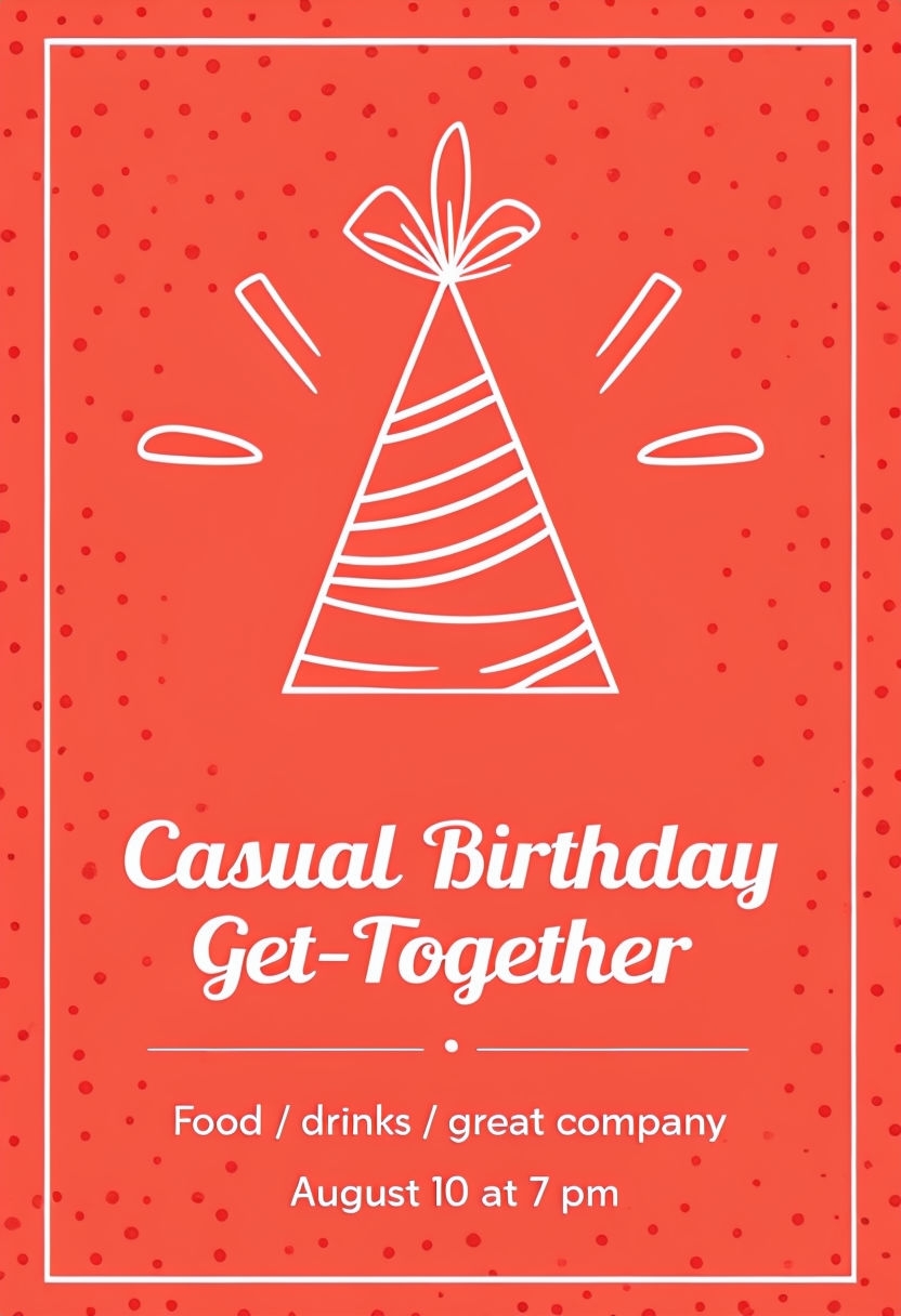 Minimalist Coral Red Birthday Party Invitation Poster