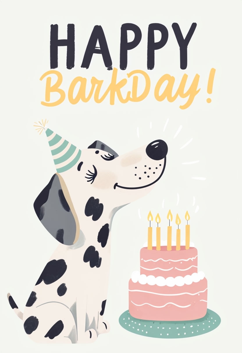 Colorful Cartoon Dalmatian Birthday Celebration Invitation Card