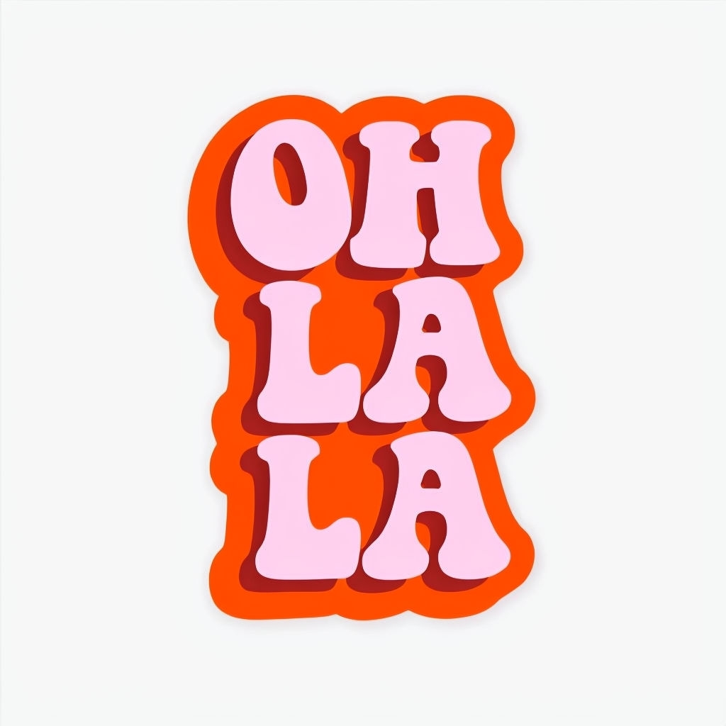 Vibrant OH LA LA Retro Text Graphic Design Sticker