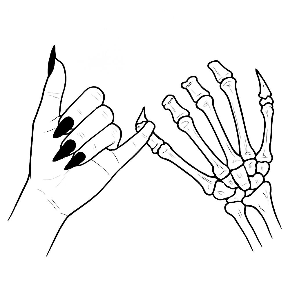 Intimate Black and White Hands Connection Line Drawing Sticker