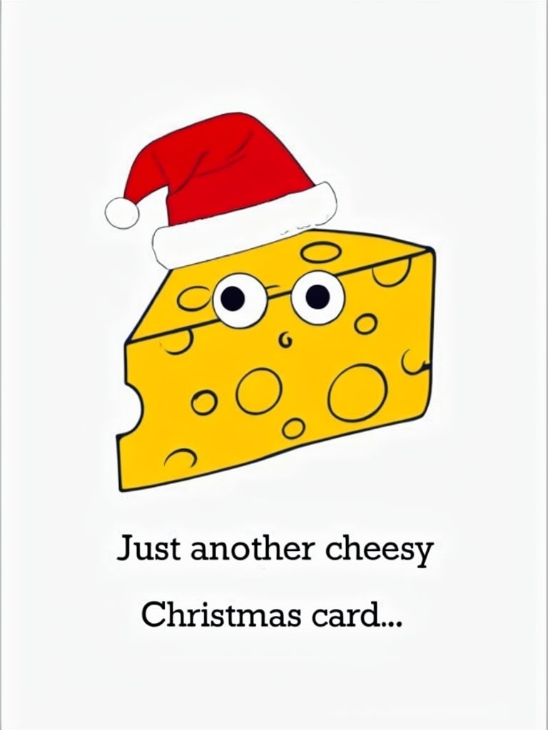 Playful Cheese Slice with Santa Hat Christmas Card Design