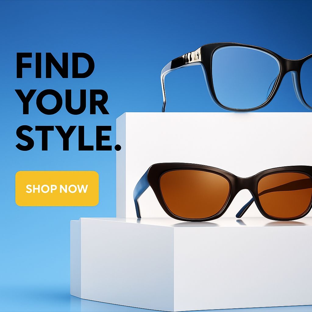 Stylish Eyewear Collection Advertisement with Gradient Background Ads