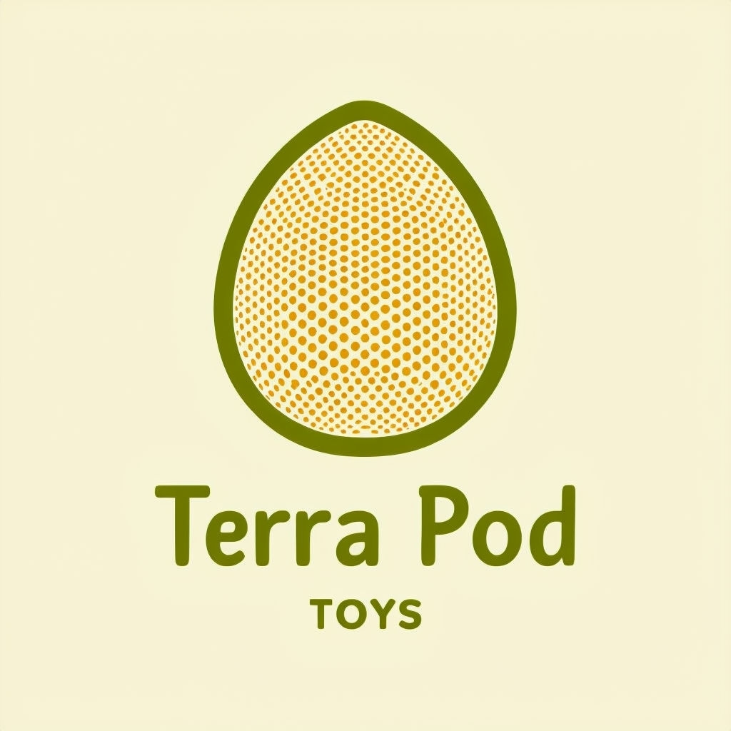 Minimalist Japandi-Style Terra Pod Toys Logo Design for Children Logo