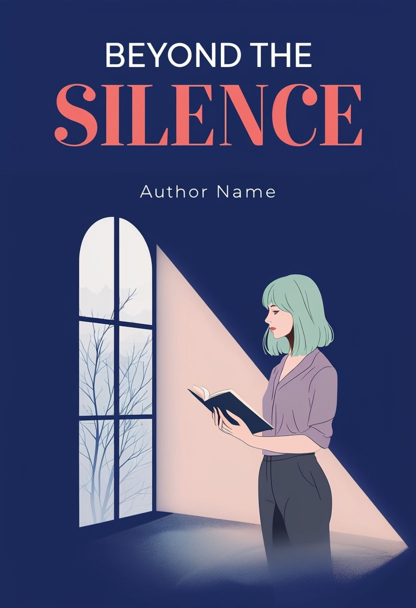 Beyond the Silence Minimalist EBook Cover Design with Woman Illustration