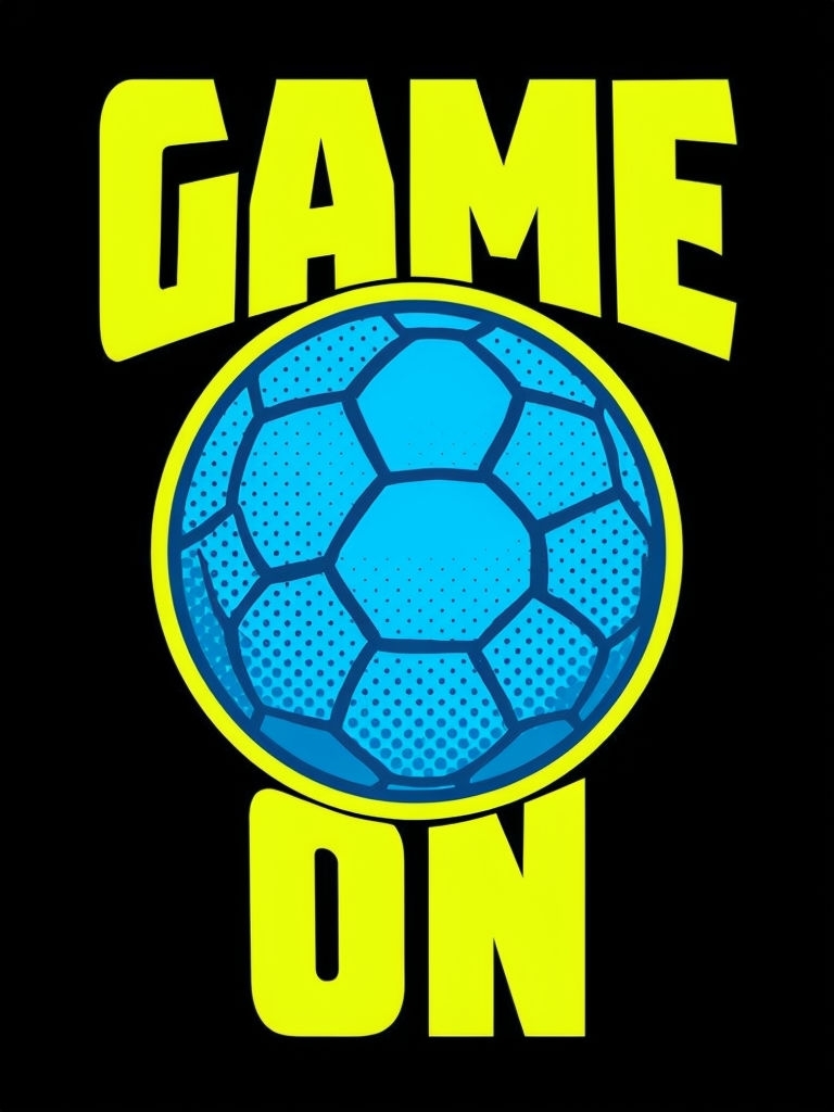 Bold Neon Soccer Ball Game On Graphic T-Shirt Design