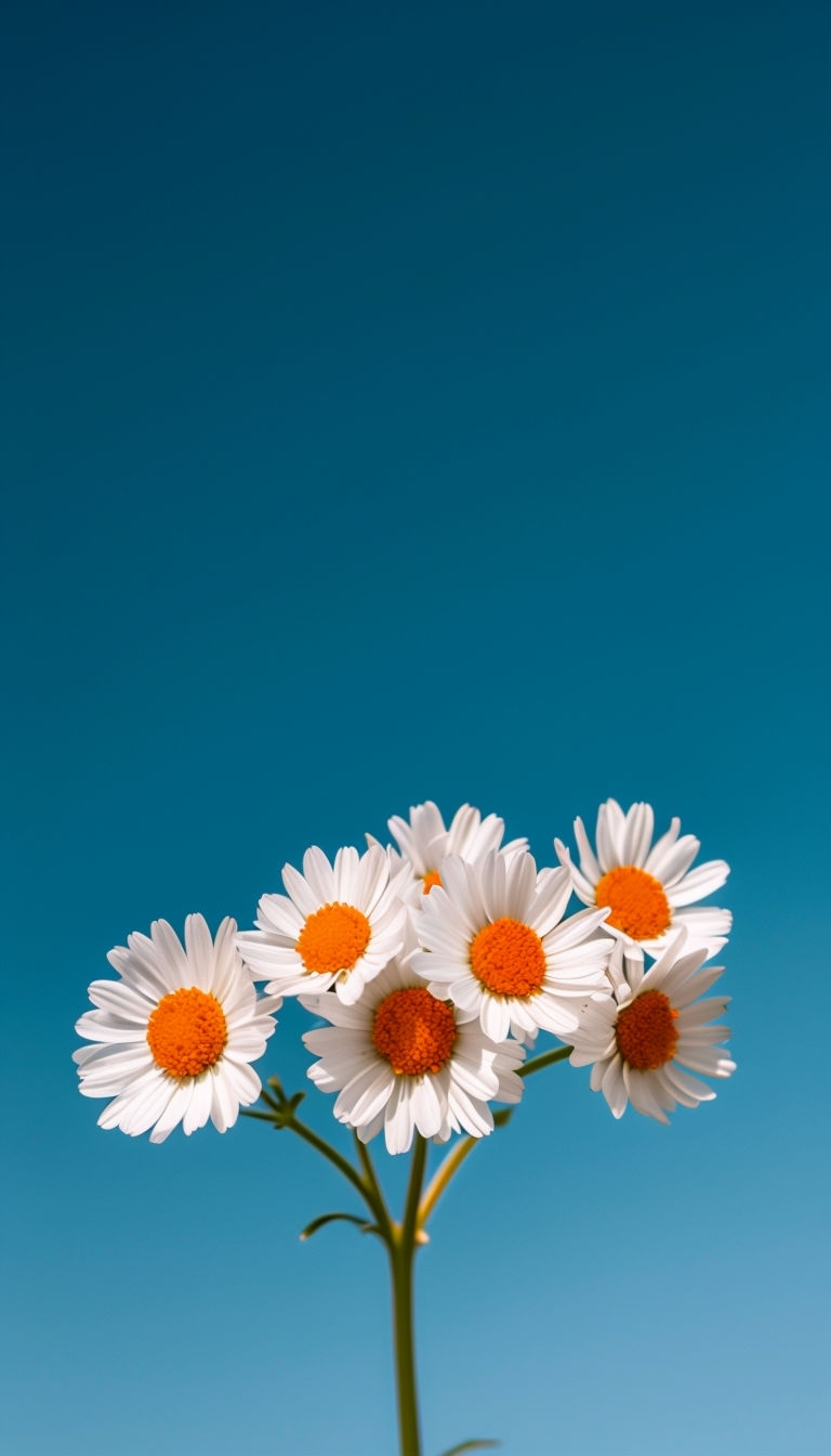 Minimalist White Daisies with Orange-Yellow Centers Mobile Wallpaper