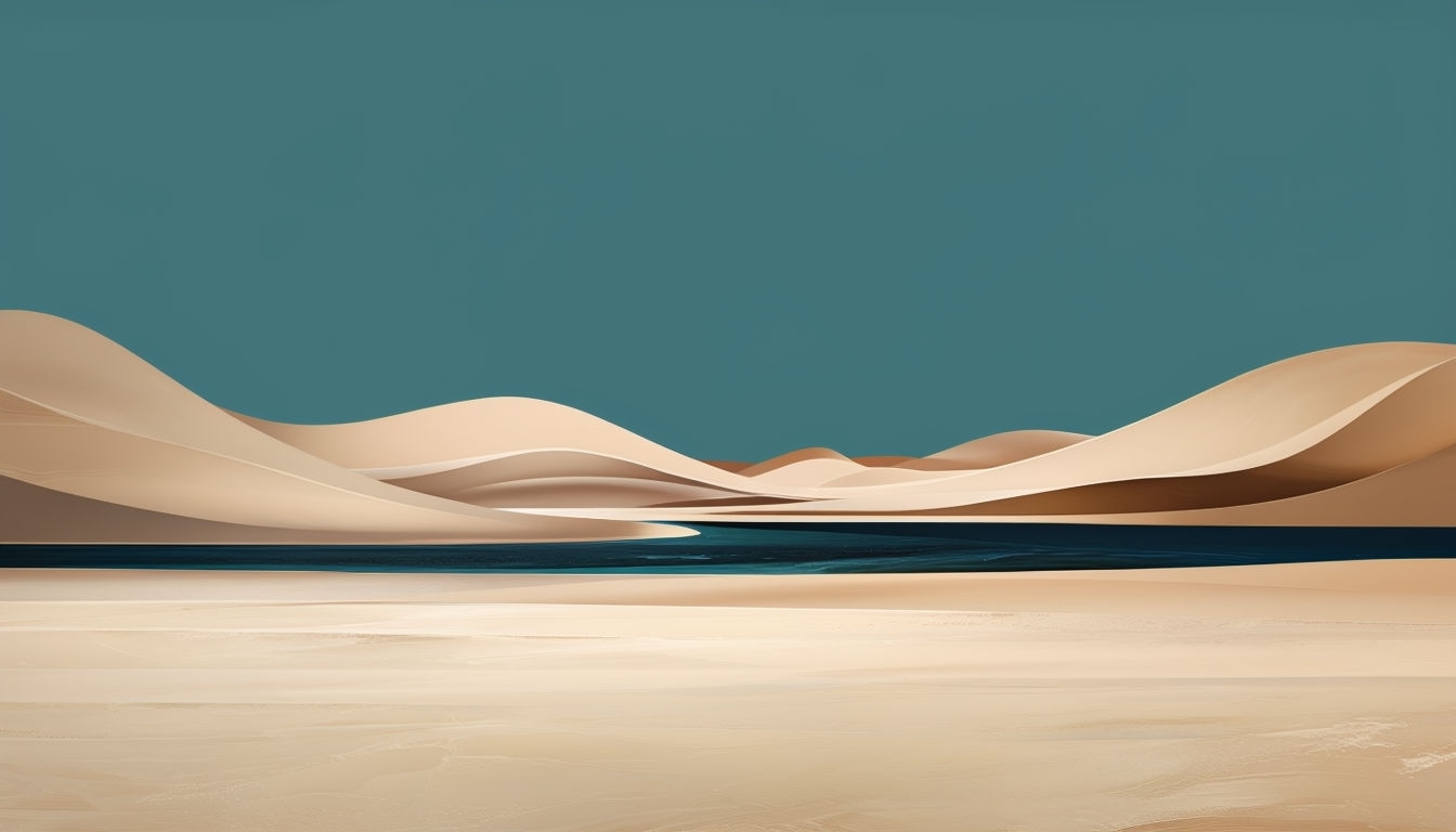 Serene Minimalist Desert Landscape Illustration Virtual Background