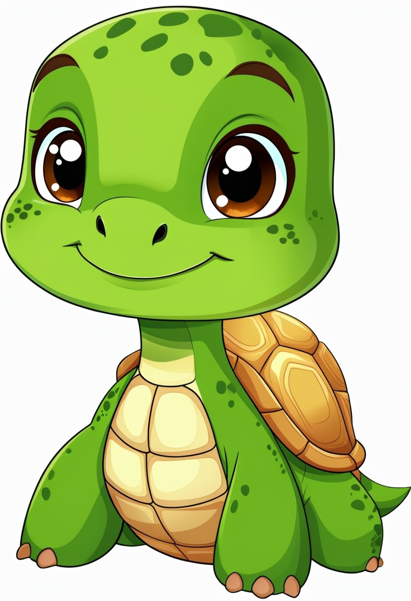 Cute Cartoon Turtle Character T-Shirt Design