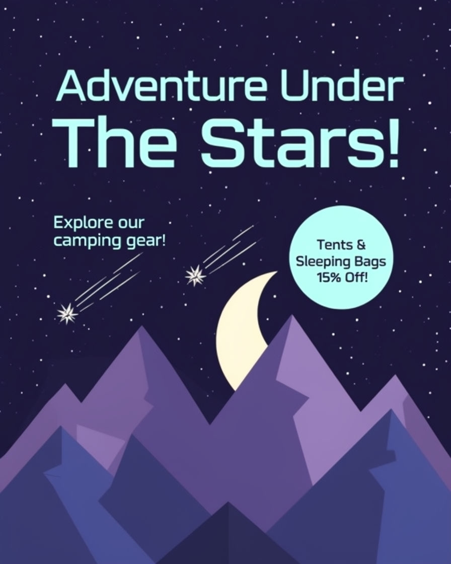 Adventure Under The Stars Camping Gear Promotion Poster