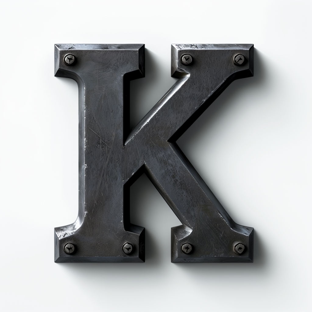 Industrial Bold Letter K Monogram Design in 3D Render Monogram
