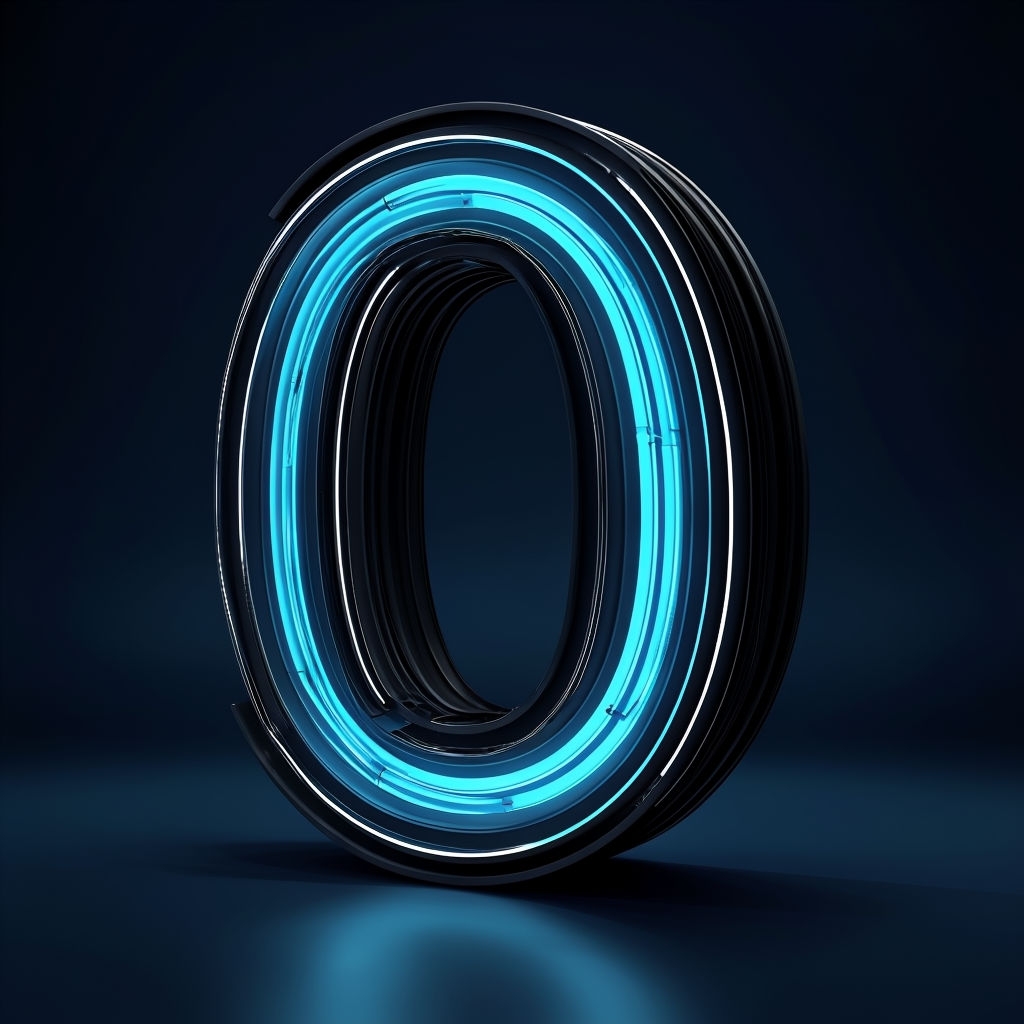 Vibrant 3D Neon Letter O Design on Dark Background Sticker