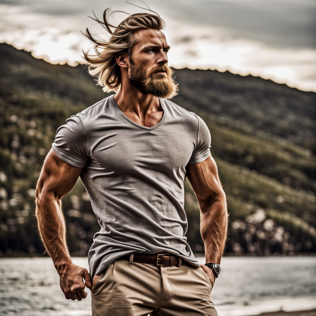 male viking muscled tall warrior