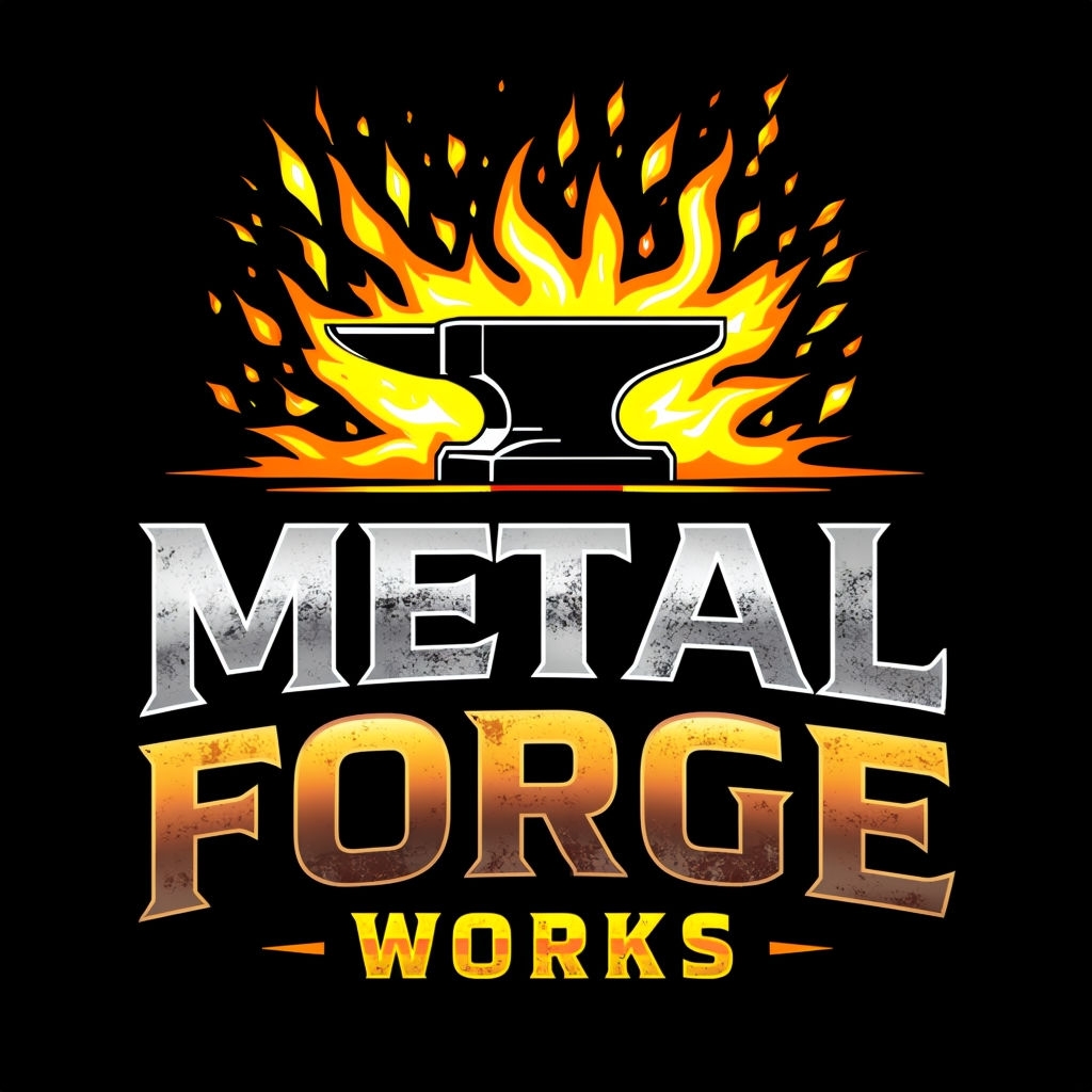 Bold Industrial Metal Forge Works Logo Design