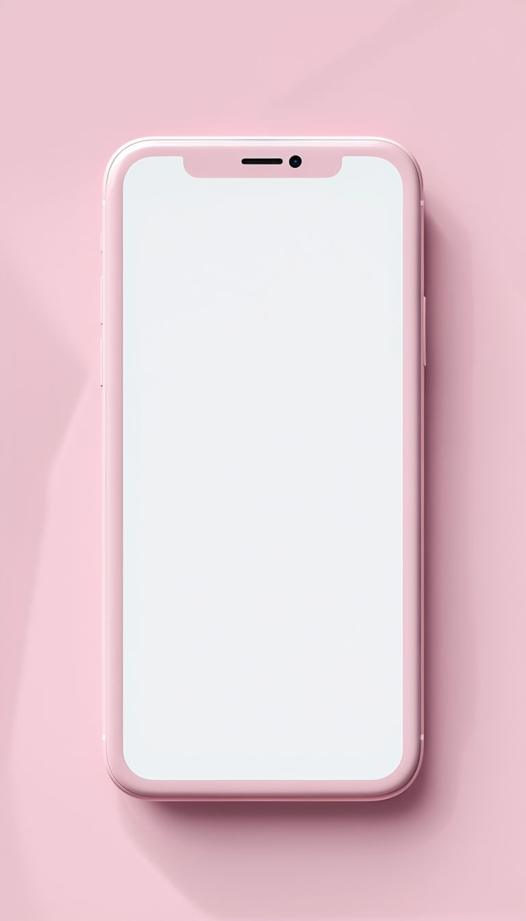 Minimalist Light Pink Smartphone Mockup with Empty Screen