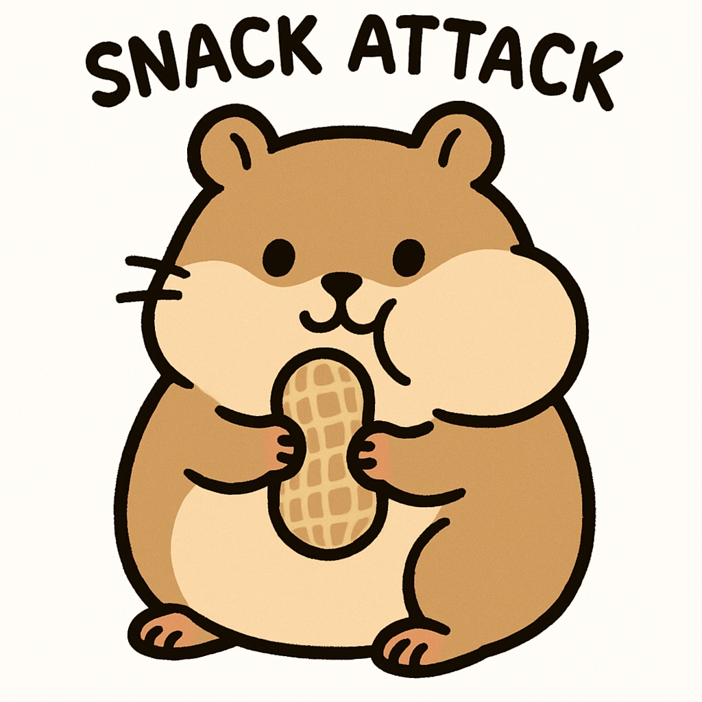 Cute Cartoon Hamster with Peanut and Snack Attack Text Mug