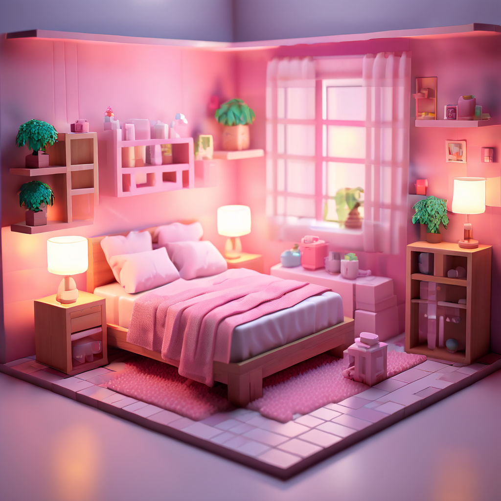 Cute pink minecraft bedroom designs full view by Raj Gaming YT - Playground