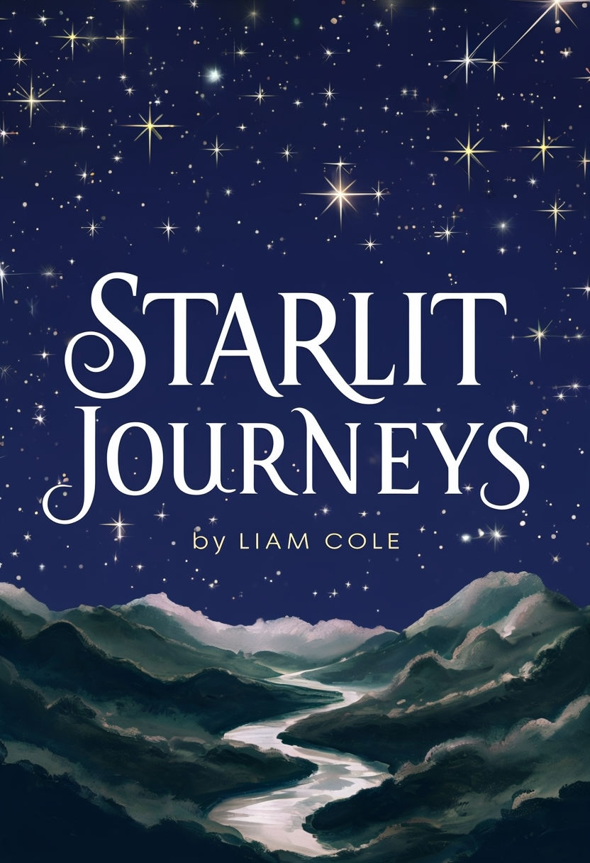 Celestial Adventure Book Cover for 'Starlit Journeys' by Liam Cole EBook Cover