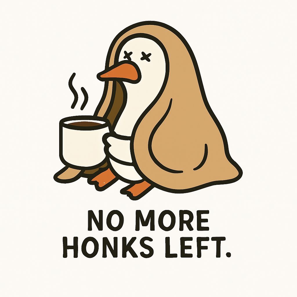 Relaxed Cartoon Penguin with Coffee and Humorous Text Sticker