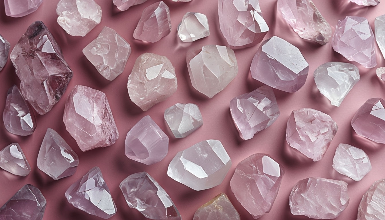 Polished Pink Stones on Soft Rose Background Virtual Background