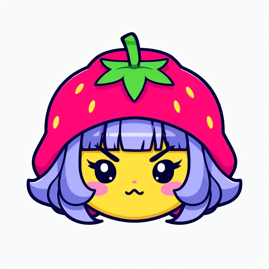Cute Strawberry Hooded Character Cartoon Sticker