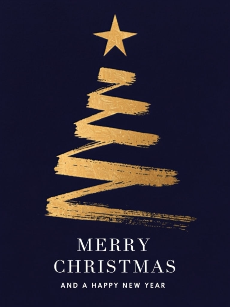 Elegant Gold Christmas Tree Holiday Greeting Card Design