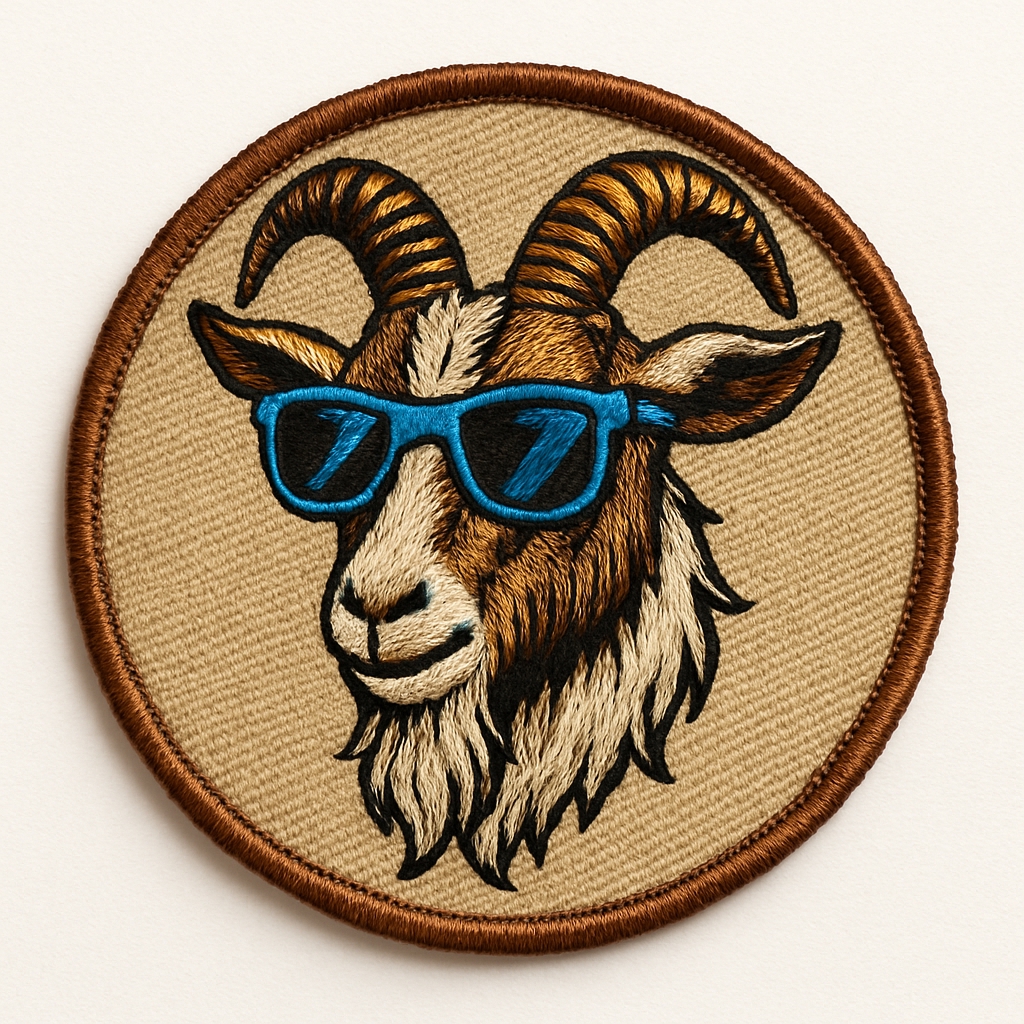 Cool Goat Head Embroidered Patch Design for Hats