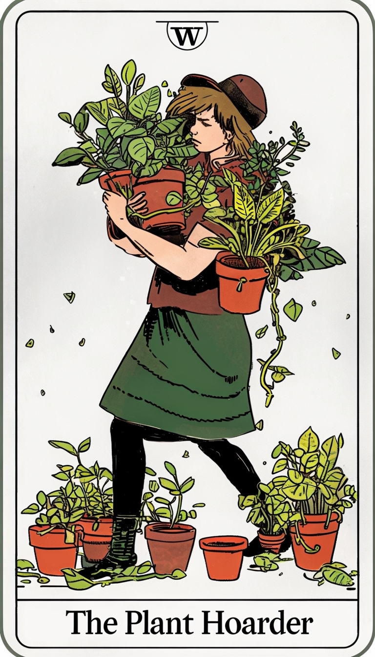 The Plant Hoarder Traditional Tarot Card Art - Playground