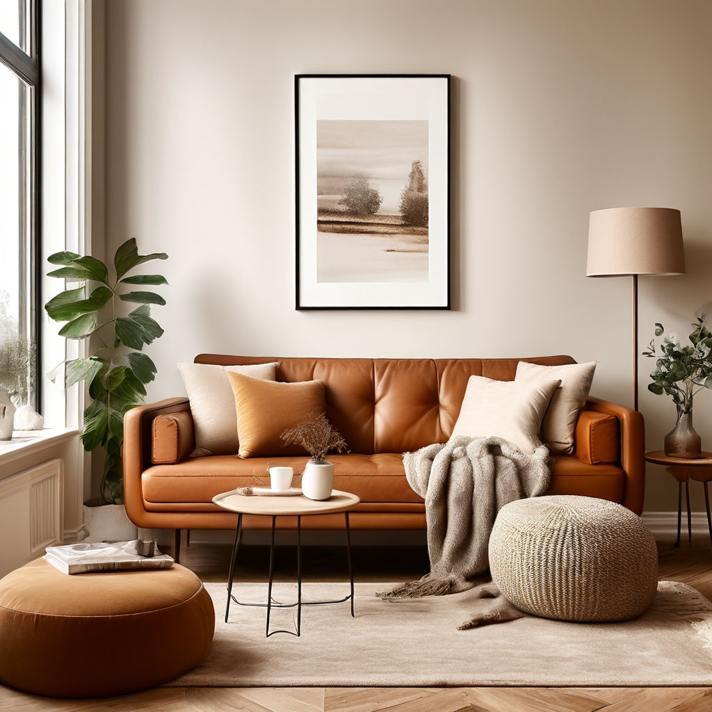 Warm And Cozy Interior Of Living Room Space With Brown Sofa By Muneeb 