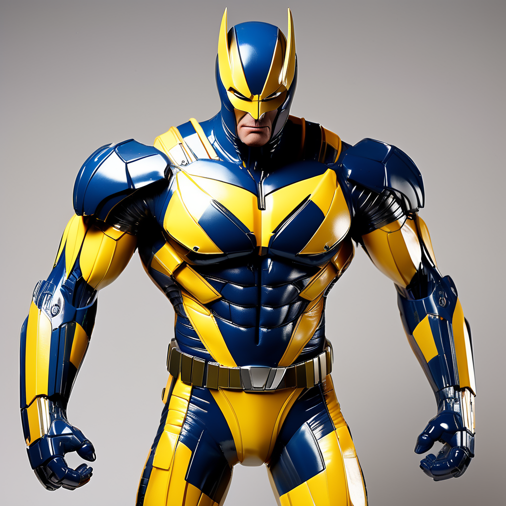 Robotic wolverine half man half machine yellow and navy late... by de ...