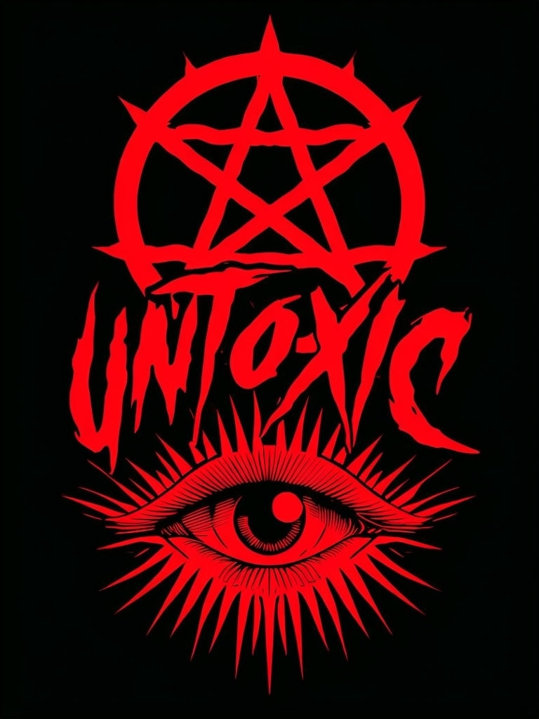 Bold Red Untoxic Graphic Design with Mystical Symbols T-shirt