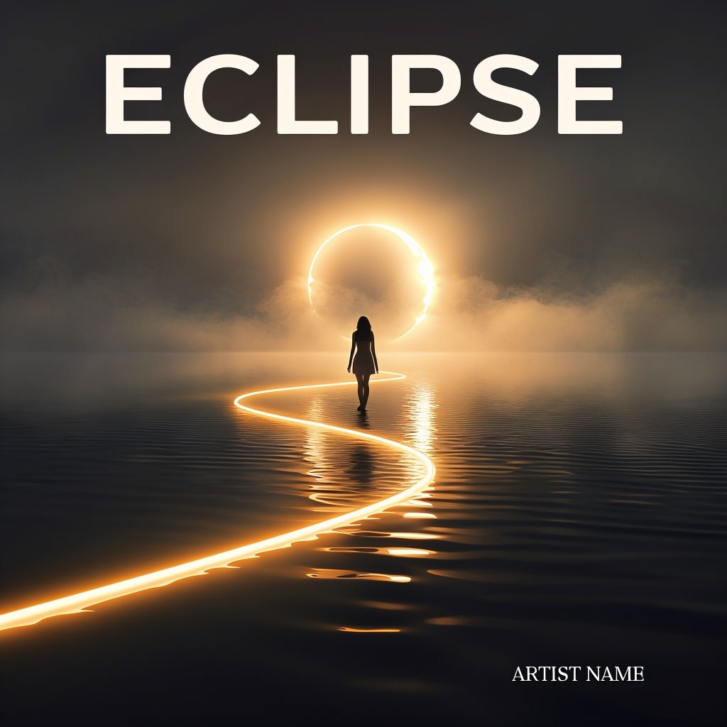 Luminous Solar Eclipse Surreal Artwork with Glowing Path Spotify Album Cover