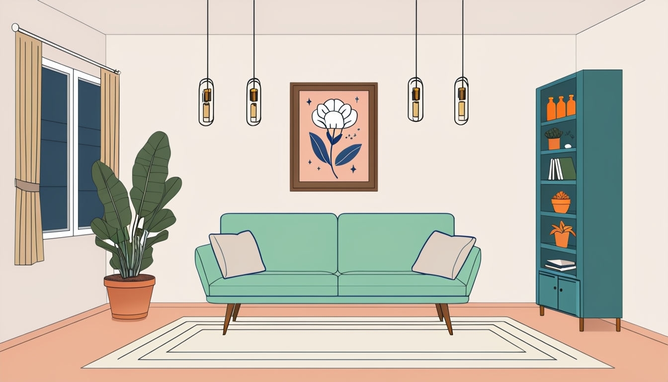Modern Minimalist Living Room Illustration Virtual Background